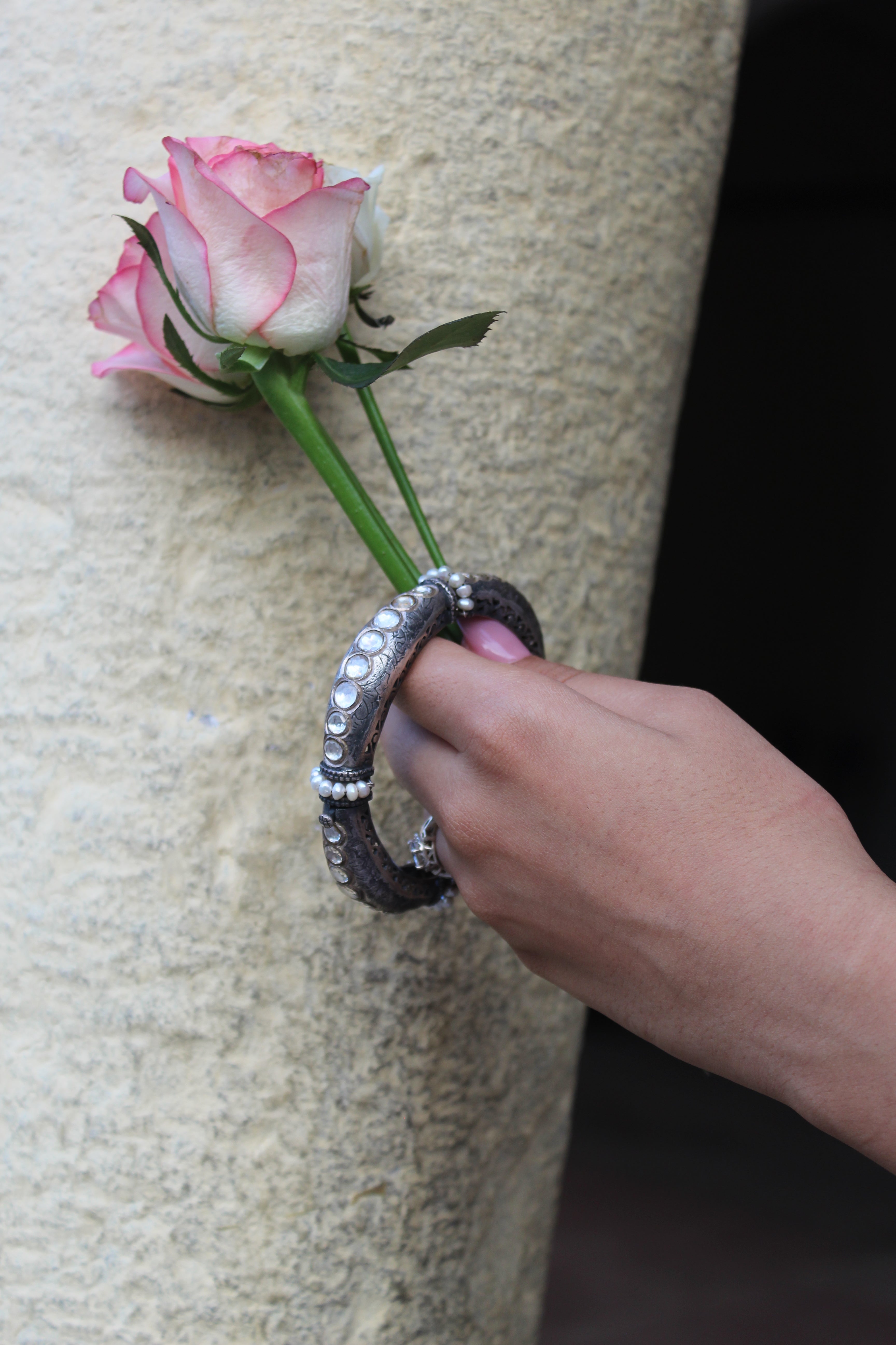 silver antique oxidized bangles